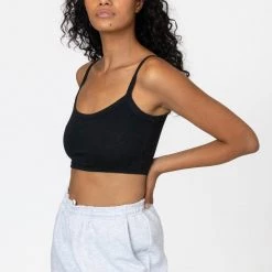 Los Angeles Apparel Women's FF016 - Poly Cotton Cropped Spaghetti Tank Top