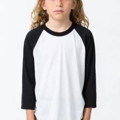 Los Angeles Apparel Kid's FF2053 - Youth 3/4 Sleeve Poly Cotton Raglan