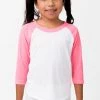 Los Angeles Apparel Kid's FF2053 - Youth 3/4 Sleeve Poly Cotton Raglan