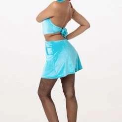 Los Angeles Apparel VVT407 - Velvet Halter Diamond Cutout Dress