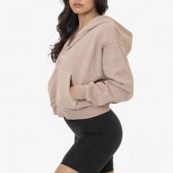 Los Angeles Apparel HF16GD - Pigment Dye 14oz. Cropped Heavy Fleece Zip Up Hooded Sweatshirt