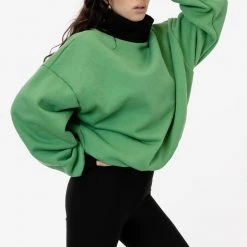 Los Angeles Apparel HF-313 - Heavy Fleece Oversized Turtleneck Sweater With Contrast Rib Women's