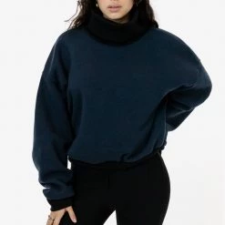 Los Angeles Apparel HF-313 - Heavy Fleece Oversized Turtleneck Sweater With Contrast Rib Women's