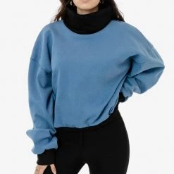 Los Angeles Apparel HF-313 - Heavy Fleece Oversized Turtleneck Sweater With Contrast Rib Women's