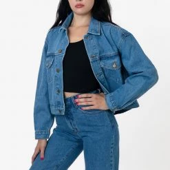 Los Angeles Apparel Women's RDNW03 - Denim Cropped Jacket