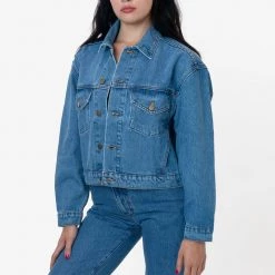 Los Angeles Apparel Women's RDNW03 - Denim Cropped Jacket