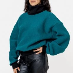 Los Angeles Apparel RWHR313 - Wool Turtleneck Sweater With Heavy Cotton Rib