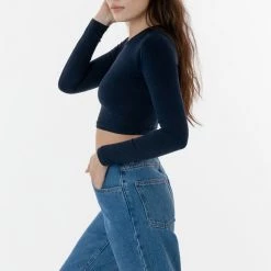 Los Angeles Apparel 83079GD - Garment Dye Long Sleeve Crop Top