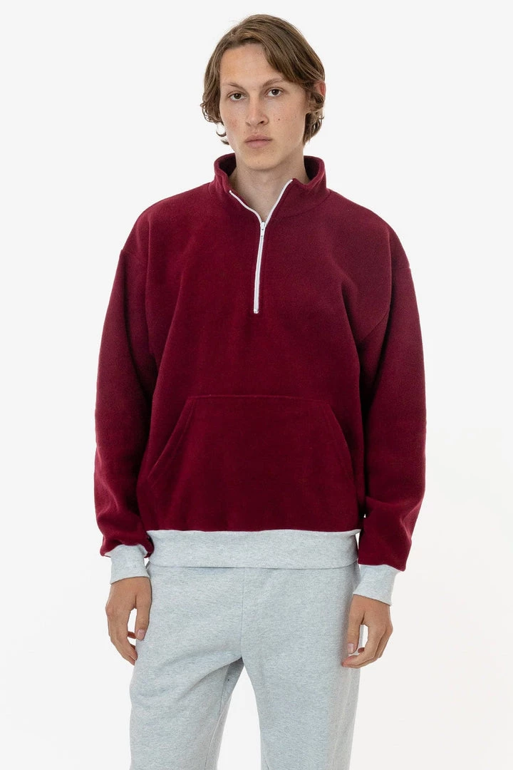 Los Angeles Apparel PF408 Mix - Polar Fleece Half Zip Pullover Men's 7 Los Angeles Apparel PF408 Mix - Polar Fleece Half Zip Pullover Men's