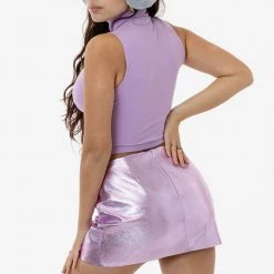 Los Angeles Apparel RLH739 - Metallic Leather Mini Skort Women's