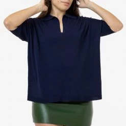 Los Angeles Apparel RFK371 - Viscose Nylon Oversized Knit Polo