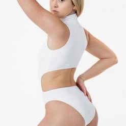 Los Angeles Apparel PON127 - Ponte Mockneck Cutout Bodysuit Women's