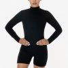 Los Angeles Apparel PON422 - Long Sleeve Ponte Mock Neck Biketard
