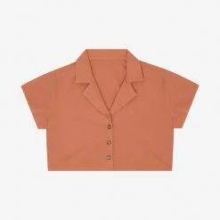 Los Angeles Apparel Women's RCP315GD - Boxy Cropped Camp Collar Shirt