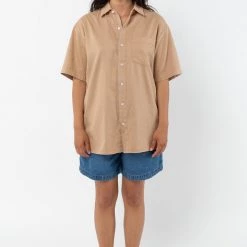 Los Angeles Apparel RCT419GD - Cotton Twill Casual Button Up Shirt Women's