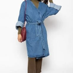 Los Angeles Apparel RDNW312 - The Oversized Denim Wrap Coat