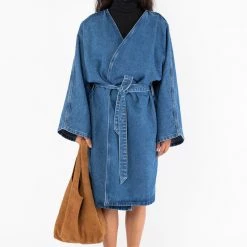 Los Angeles Apparel RDNW312 - The Oversized Denim Wrap Coat
