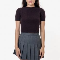 Los Angeles Apparel RFK381 - Cashmere Knit Crop Tee Women's 12 Los Angeles Apparel RFK381 - Cashmere Knit Crop Tee Women's