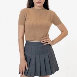 Los Angeles Apparel RFK381 - Cashmere Knit Crop Tee Women's