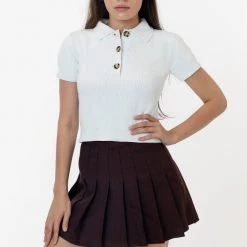 Los Angeles Apparel RFK46GD - Cotton Short Sleeve Cropped Polo Sweater Women's 29 Los Angeles Apparel RFK46GD - Cotton Short Sleeve Cropped Polo Sweater Women's