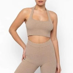 Los Angeles Apparel RFK51 - Ultra Heavy Knit Ribbed Halter Top
