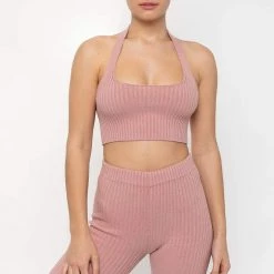 Los Angeles Apparel RFK51 - Ultra Heavy Knit Ribbed Halter Top