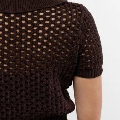 Los Angeles Apparel Women's RFK54 - Mesh Knit Cropped Polo Sweater