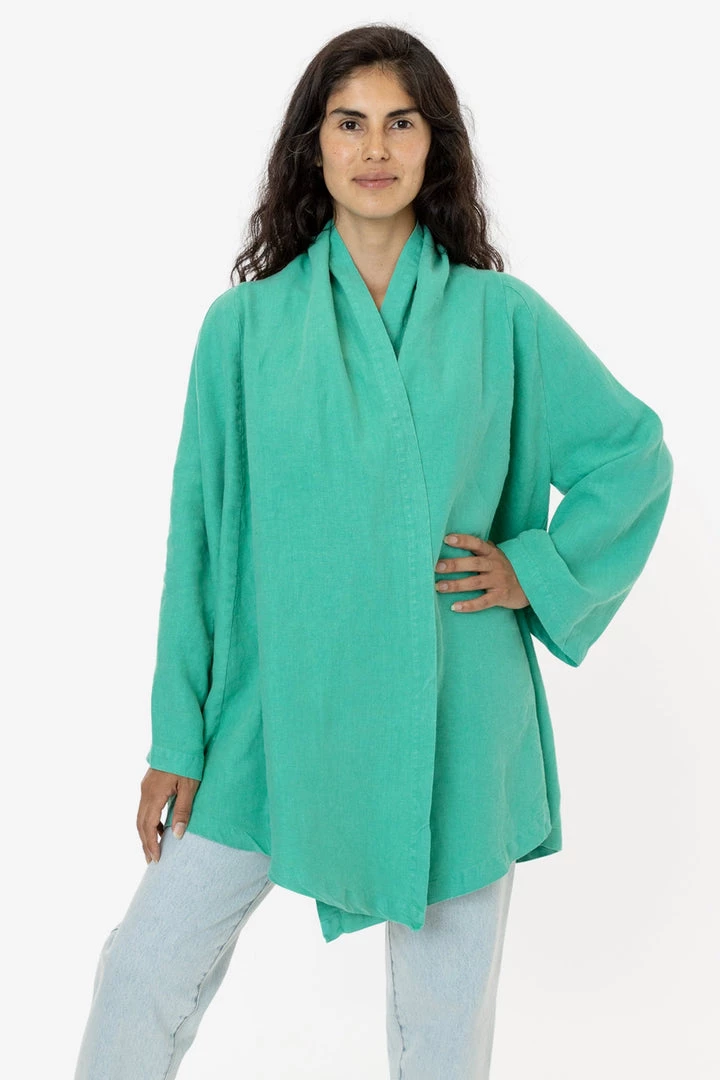 Los Angeles Apparel RLIN12GD - Linen Front Tie Cardigan Women's 3 Los Angeles Apparel RLIN12GD - Linen Front Tie Cardigan Women's