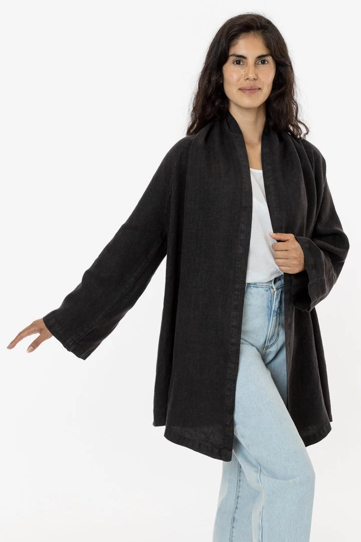 Los Angeles Apparel RLIN12GD - Linen Front Tie Cardigan Women's 8 Los Angeles Apparel RLIN12GD - Linen Front Tie Cardigan Women's