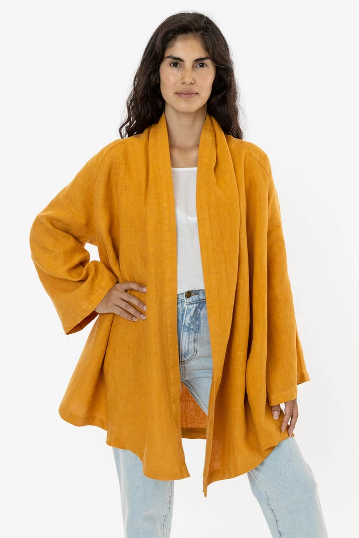 Los Angeles Apparel RLIN12GD - Linen Front Tie Cardigan Women's 7 Los Angeles Apparel RLIN12GD - Linen Front Tie Cardigan Women's