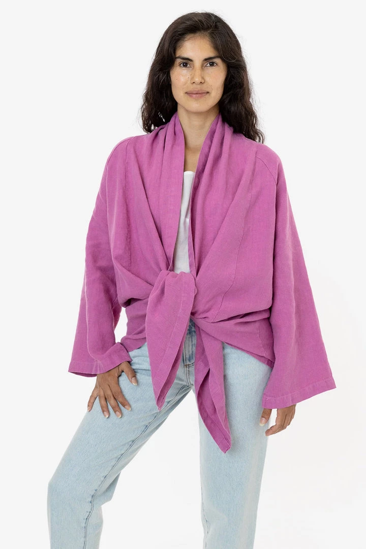 Los Angeles Apparel RLIN12GD - Linen Front Tie Cardigan Women's 6 Los Angeles Apparel RLIN12GD - Linen Front Tie Cardigan Women's