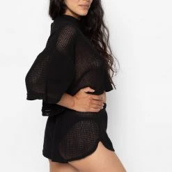 Los Angeles Apparel RIN304GD - Cotton Fishnet Garment Dye Shorts Women's