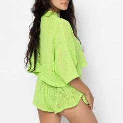 Los Angeles Apparel RIN304GD - Cotton Fishnet Garment Dye Shorts Women's