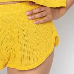 Los Angeles Apparel RIN304GD - Cotton Fishnet Garment Dye Shorts Women's