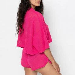 Los Angeles Apparel RIN304GD - Cotton Fishnet Garment Dye Shorts Women's