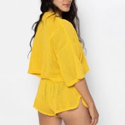 Los Angeles Apparel RIN304GD - Cotton Fishnet Garment Dye Shorts Women's