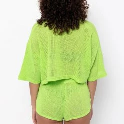 Los Angeles Apparel RIN331GD - Cotton Fishnet Garment Dye Crop Top Women's