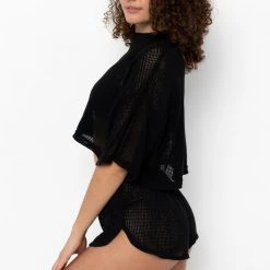 Los Angeles Apparel RIN331GD - Cotton Fishnet Garment Dye Crop Top Women's