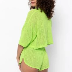 Los Angeles Apparel RIN331GD - Cotton Fishnet Garment Dye Crop Top Women's