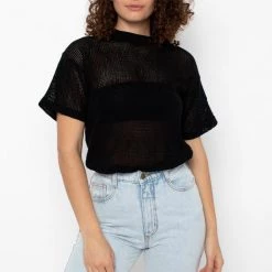 Los Angeles Apparel Women's RIN401GD - Cotton Mock Neck Fishnet Garment Dye T-Shirt 12 Los Angeles Apparel Women's RIN401GD - Cotton Mock Neck Fishnet Garment Dye T-Shirt