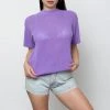 Los Angeles Apparel Women's RIN401GD - Cotton Mock Neck Fishnet Garment Dye T-Shirt
