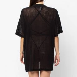 Los Angeles Apparel Women's RIN500GD - Cotton Fishnet Mock Neck Big Tee