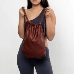 Los Angeles Apparel RLH3414 - Unisex Leather Drawstring Backpack