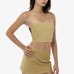 Los Angeles Apparel Women's RLH767 - 2 Tone Suede Ottoman Tube Top