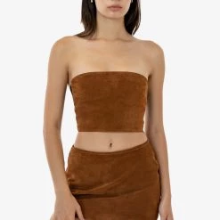 Los Angeles Apparel Women's RLH767 - 2 Tone Suede Ottoman Tube Top