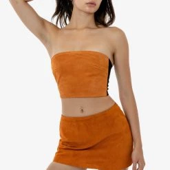 Los Angeles Apparel Women's RLH767 - 2 Tone Suede Ottoman Tube Top