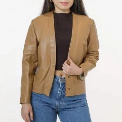 Los Angeles Apparel Women's RLH3000 - Leather Collarless Blazer
