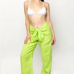 Los Angeles Apparel Women's RLIN325 - Linen Tie Front Pants