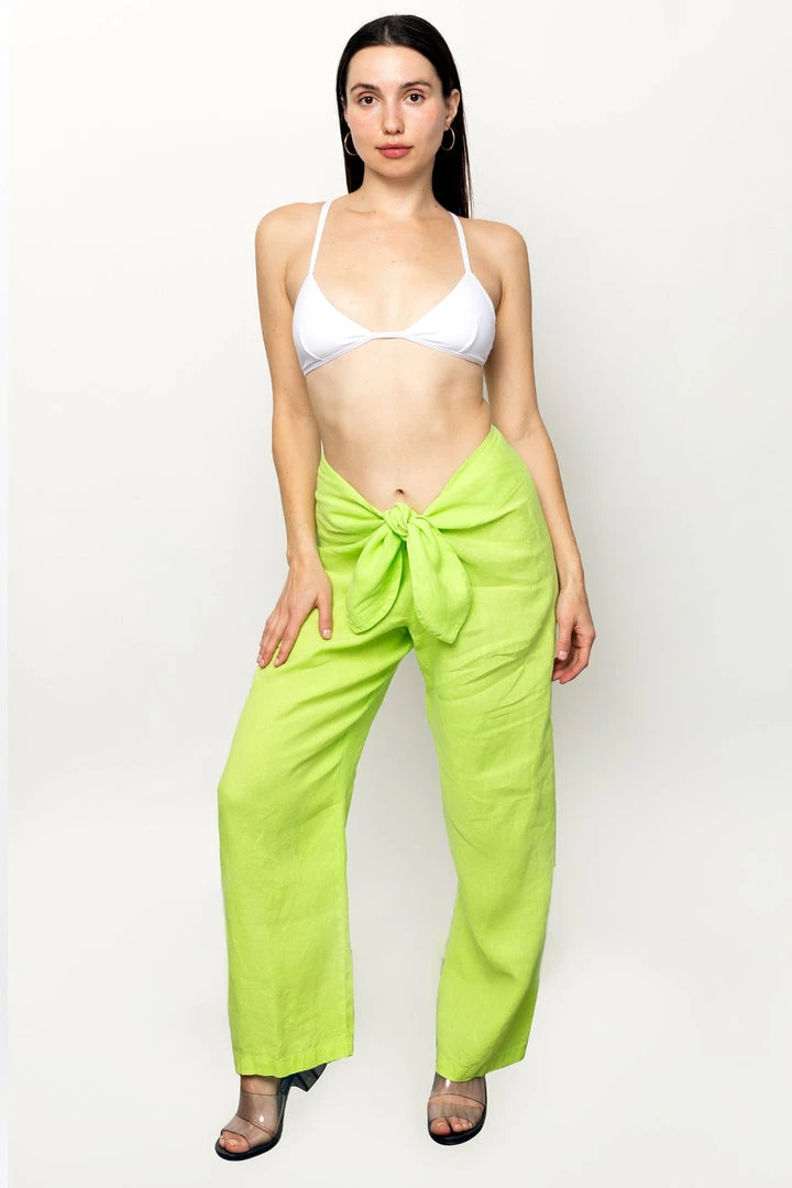 Los Angeles Apparel Women's RLIN325 - Linen Tie Front Pants 3 Los Angeles Apparel Women's RLIN325 - Linen Tie Front Pants