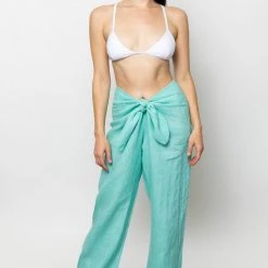 Los Angeles Apparel Women's RLIN325 - Linen Tie Front Pants 23 Los Angeles Apparel Women's RLIN325 - Linen Tie Front Pants